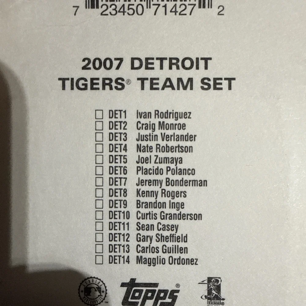 Topps 2007 Detroit Tigers Baseball Card Team Set Pack - factory sealed 14‎ Cards - Picture 3 of 4